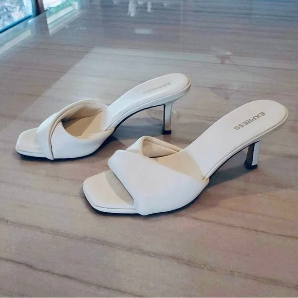 Wrap Band Square Toe Mid Heeled Mule Sandals - Picture 3 of 8